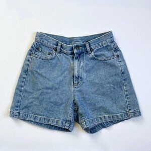 Vintage High Waisted Blue Denim Cotton Shorts by Liz Claiborne, 26" Waist